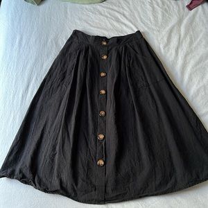 Black womens button down skirt